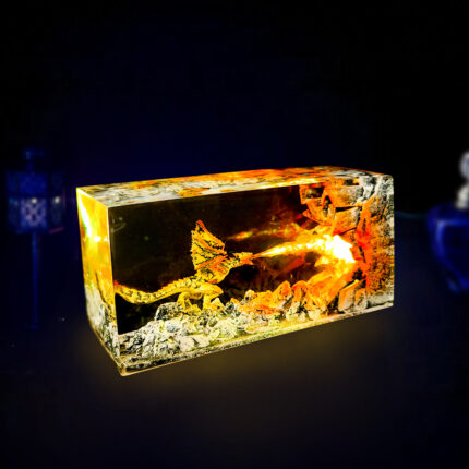 Fire Breathing Dragon Resin Diorama Lamp for D&D