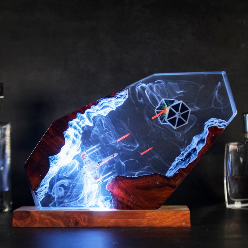 Star Wars X-Wing vs TIE Fighter Epoxy Resin Diorama Lamp