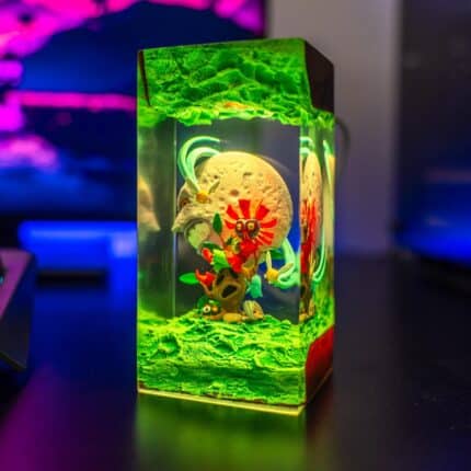 Elegant Female Knight Lamp, Maelle Clair Obscur Light, showcasing a detailed knight figure casting a soft, ambient glow.