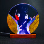 Handmade Hollow Knight Hornet resin lamp with LED light, perfect for gamer room decor and unique Christmas gifts.