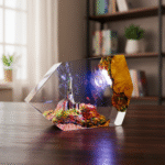 Handmade LOTR Inspired Castle Light glowing with warm LED illumination, perfect for fantasy home decor