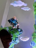 Handmade Link on the Cliff polygon resin art statue, capturing the iconic Legend of Zelda hero in a unique geometric style.