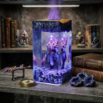 Handmade Void Spirit Dota 2 Resin Lamp with LED lighting, perfect for gaming room decor and a unique gamer gift.