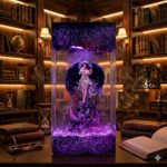 Handmade Albedo Resin Lamp inspired by Overlord with purple LED lighting