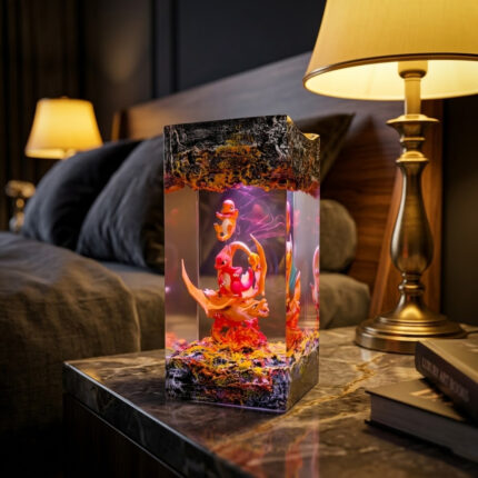 Charmander Resin Lamp handmade Pokémon collectible with LED lighting