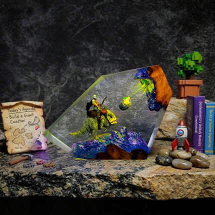 Mandalorian Resin Lamp featuring Grogu in a handmade Star Wars LED collectible