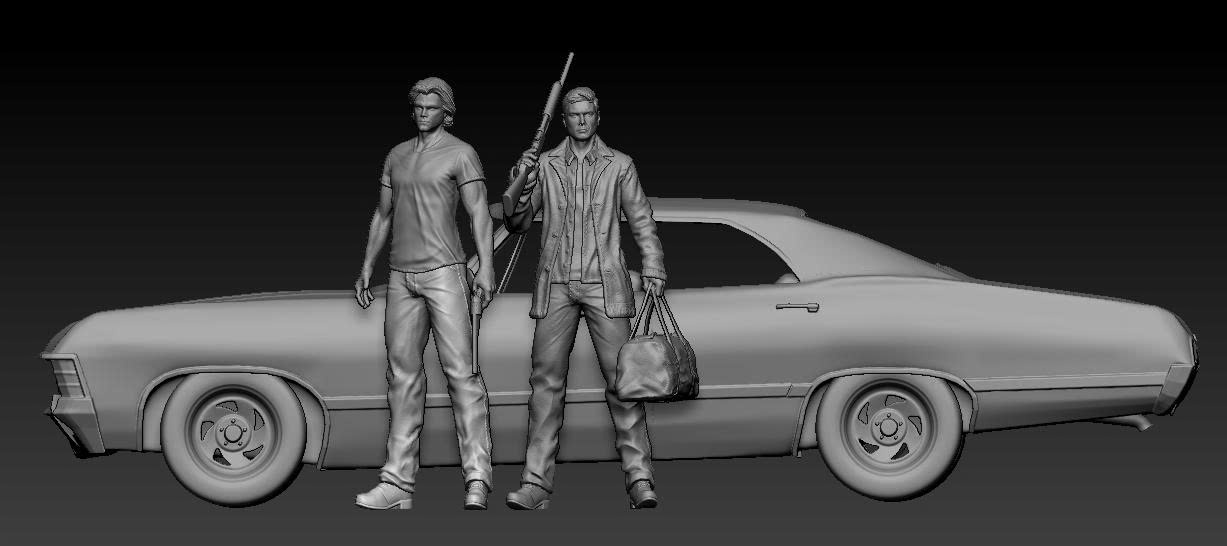 Handmade Sam and Dean Winchester Impala Resin Lamp inspired by Supernatural with LED lighting