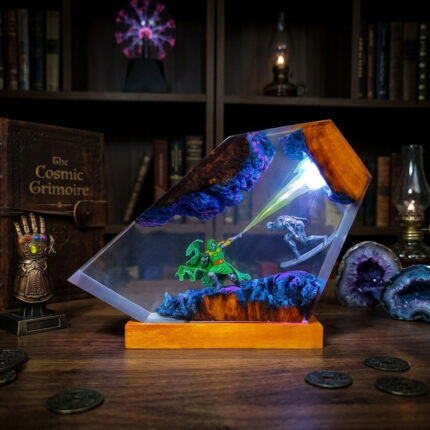 Doctor Doom and Silver Surfer resin lamp with LED lighting