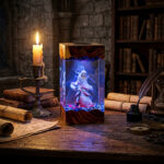Sister Friede resin lamp with glowing LED lighting