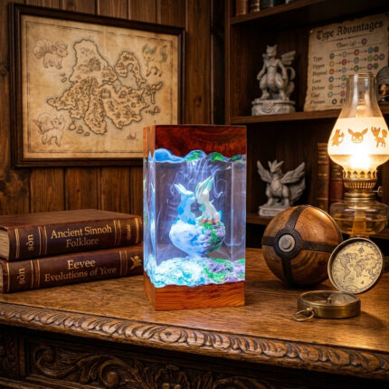 Glaceon vs Leafeon resin lamp with glowing LED lighting