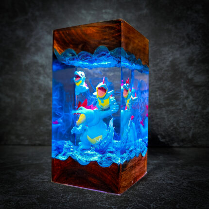 Feraligatr resin lamp with glowing LED lighting