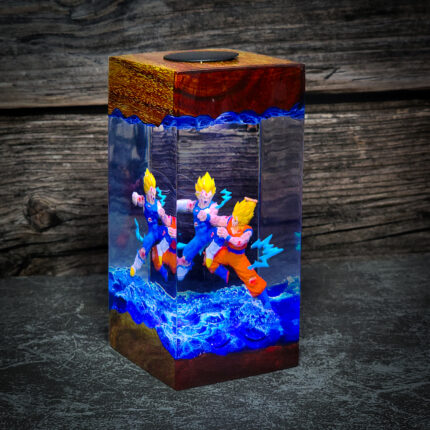 Goku vs Vegeta resin lamp with glowing LED lighting