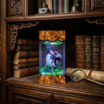 Mononoke resin lamp with handmade epoxy resin details and LED lighting