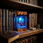 Werewolf resin lamp with glowing LED lighting